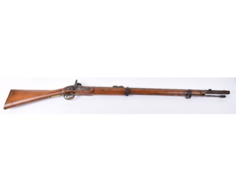 2-Band Enfield Type .577” Percussion Service Rifle, ladder rear sight to 1100 yards, bayonet lug at muzzle, lock stamped 1864