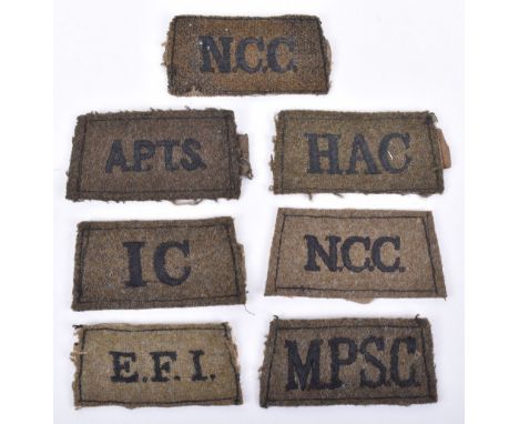 Selection of Slip-on Shoulder Titles, all being black on khaki, consisting of examples for Honourable Artillery Company (HAC)
