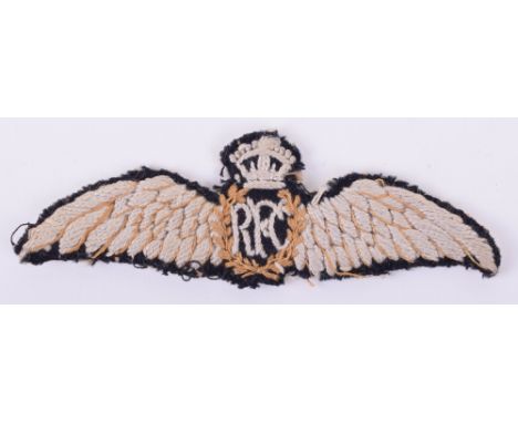 Rare Middle East Made Royal Flying Corps Pilots Wing, very unusual and crudely made embroidered Royal Flying Corps pilots win