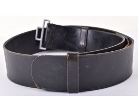 Waffen-SS Officers Leather Belt Leather, fine example of a black leather officers belt leather having light brown buckle tab 