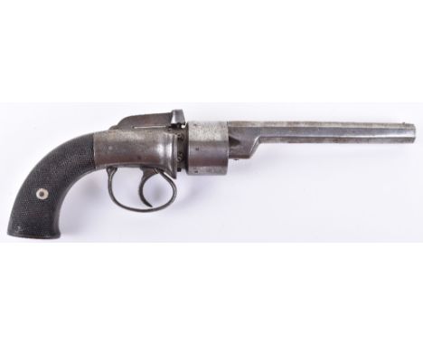 6 Shot 72 Bore Self Cocking Transitional Percussion Revolver, octagonal barrel engraved Improved Revolver, Birmingham proved 