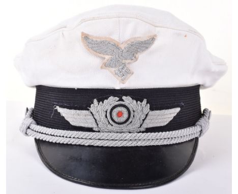 WW2 German Luftwaffe Summer Pattern Officers Peaked Cap, fine example of the special pattern peaked cap issued for Luftwaffe 