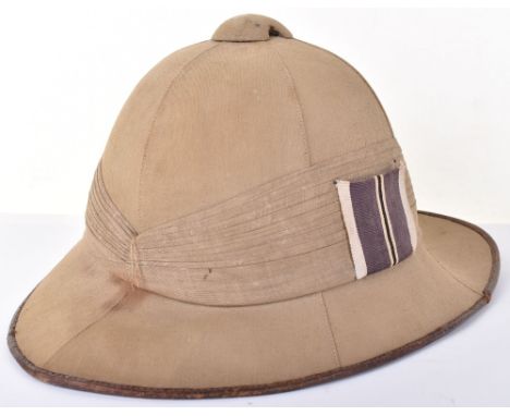 Pre-WW2 Royal Indian Army Service Corps Foreign Service Helmet, fine khaki cloth covered cork foreign service helmet having s