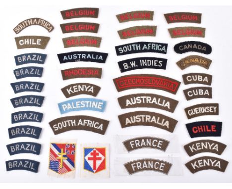 Selection of WW2 Allied Nationality Shoulder Titles, being a mixture of army and RAF types. Various nations including Belgium