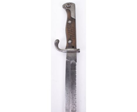 Imperial German Pioneer Battalion Marked Mauser 98/05 Bayonet with Sawback Blade, good example having two piece wooden grips 