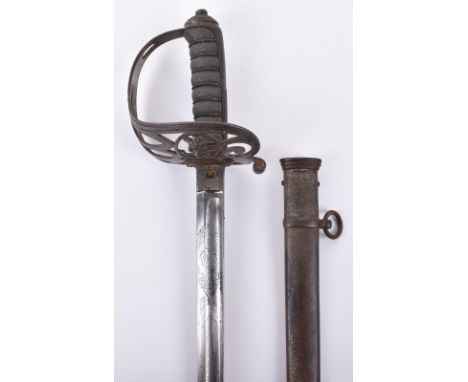 Victorian 1845 Pattern Officers Sword of the Middlesex Rifle Volunteers, regulation pattern example with crowned strung bugle