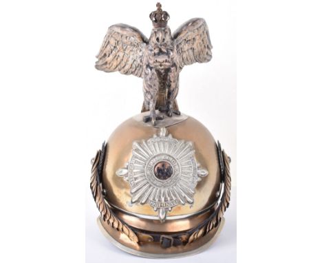 Imperial German Garde Kurassier NCO’s Parade Helmet, tombak shell with nickel silver trim, large garde starburst other ranks 