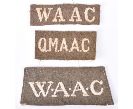 WW1 Womens Army Auxiliary Corps Slip-on Shoulder Title, embroidered white on khaki example with tape fitting to the reverse. 