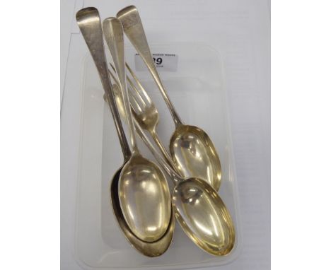 Old English pattern silver flatware  mixed marks       11