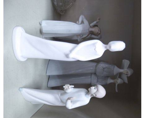 Spode, Nao and similar ceramic figures: to include a pair of standing nuns  13''h       OS5