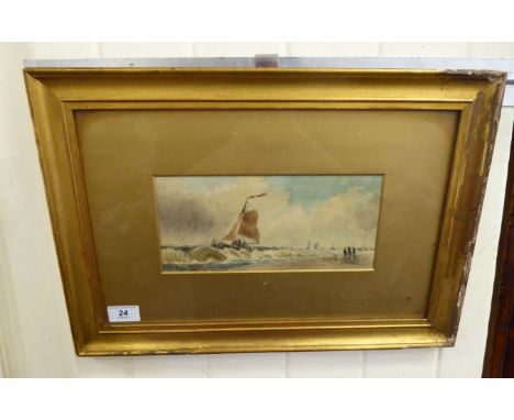 In the manner of TB Hardy - a seascape with sailing vessels, on choppy seas  watercolour  bears a signature  4.5'' x 9''  fra