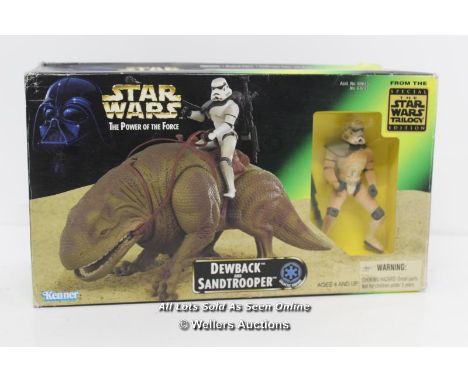 STAR WARS - POWER OF THE FORCE DEWBACK &amp; SANDTROOPER 3.75" SCALE FIGURE SET- 1997,  ONLY OUTER BOX OPENED