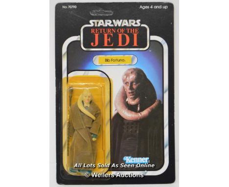 *VINTAGE 1983 KENNER STAR WARS 1983 RETURN OF THE JEDI BIB FORTUNA MINT ON CARD 77 BACK UNPUNCHED TAIWAN, DAMAGED BUBBLE [LQD
