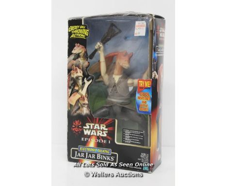 UN-OPENED STAR WARS EPISODE 1 -ELECTRONIC JAR JAR BINKS LARGE SCALE FIGURE, AGE RELATED WARE TO THE BOX. SOUND IS STILL WORKI