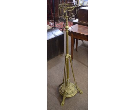 Victorian brass oil lamp stand^ 138cm high