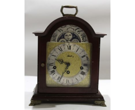 A Hermle modern German bracket clock with moon phase movement by EHS^ 28cm high