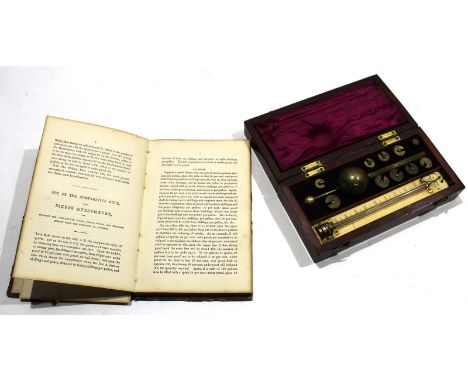 Sikes Hydrometer by Joseph Long of London^ mahogany cased^ together with manual^ 20cm wide