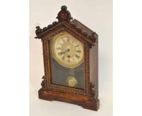 Late 19th century Continental bracket clock in wooden frame