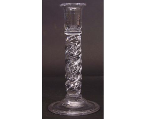 Early 20th century twisted glass candlestick^ 24cm high