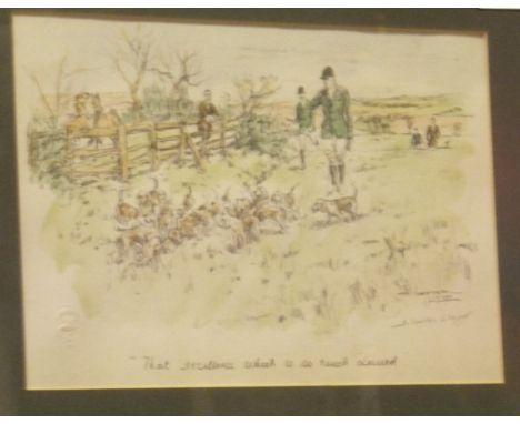 AFTER MICHAEL LYNE "Beagles after Hare", colour print, signed in pencil lower right, artists blind studio stamp lower left, t