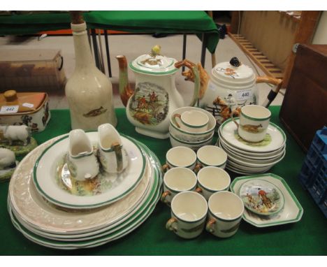 A collection of Copeland Spode JF Herring decorated china and other sporting related china, to include teapot, coffee cups an