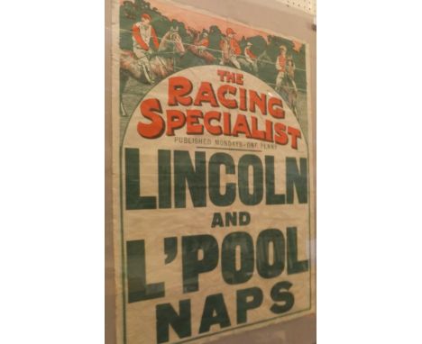 ENGLISH SCHOOL "The Racing Specialist Lincoln and L'pool Naps", colour poster   CONDITION REPORTS  Not framed - has been stuc