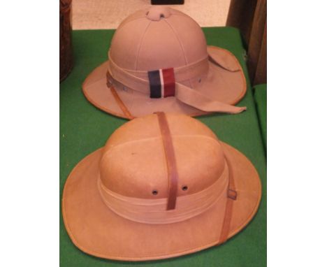 A vintage Austin Reed Safari hat, together with a French made Royal helmet hat