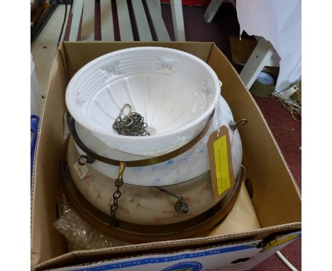 Four early 20th century glass ceiling light shades 