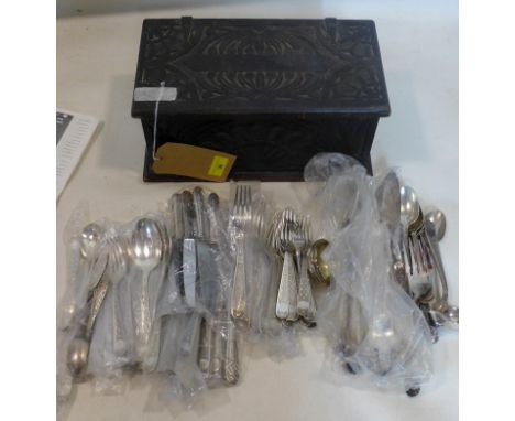 A collection of Christofle silver plated flatware, to include knives, forks, serving spoons etc., with a Christofle price gui