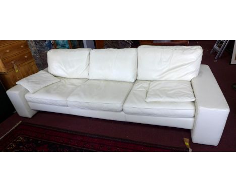 An IDP Italia white leather 3 seater sofa 