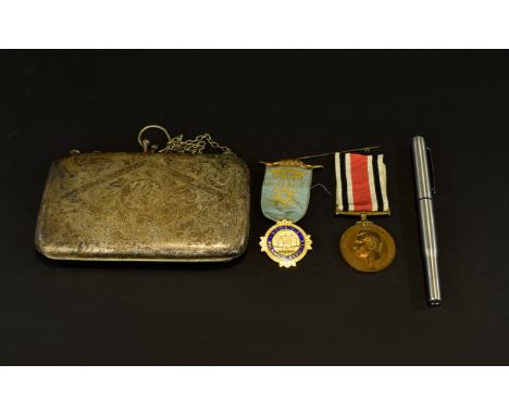 Masonic Medal And Special Constabulary Medal A small collection to include, Masonic medal on sky blue ribbon marked 'Bro E Sh