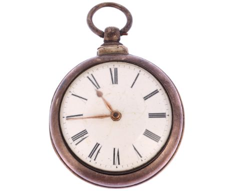 An early 19th century silver pair-cased open-face key-wind verge pocket watch, by Martin of London, no. 5583, white enamel di