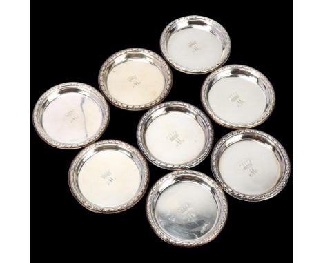 ROYAL INTEREST - 2 sets of 4 Elizabeth II silver Royal cipher pin dishes, Adie Brothers Ltd, Birmingham 1952 and 1954, each e