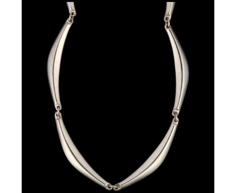 AARRE & KROGH - a Danish modernist sterling silver wave panel necklace, 37cm, 15gNo damage or repair, only light surface wear