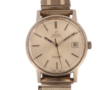 OMEGA - a stainless steel Geneve automatic wristwatch, ref. 166.0163, circa 1974, silvered dial with applied baton hour marke