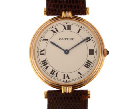 CARTIER - a mid-size 18ct gold Vendome Trinity quartz wristwatch, ref. 881003, white dial with Roman numeral hour markers, se