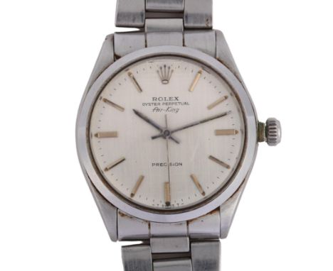 ROLEX - a stainless steel Oyster Perpetual Air-King Precision automatic bracelet watch, ref. 5500, circa 1971, silvered textu