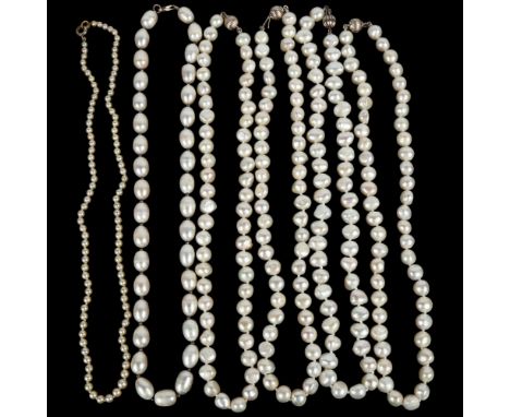 6 single-strand cultured pearl necklacesLot sold as seen unless specific item(s) requested 