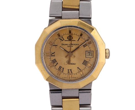 BAUME & MERCIER - a lady's gold plated stainless steel Riviera quartz bracelet watch, ref. 5221.018, champagne dial with appl