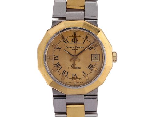 BAUME & MERCIER - a lady's gold plated stainless steel Riviera quartz bracelet watch, ref. 5221.018, champagne dial with appl