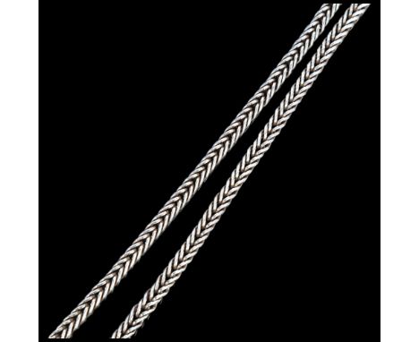 RICHARD AABOE - a heavy Danish sterling silver foxtail link chain necklace, 50cm, 47.4gNo damage or repair, only light surfac