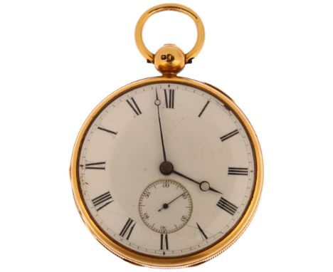 An early 19th century 18ct gold open-face key-wind lever pocket watch, by Wymark of Perceval Street London, no. 4468, white e