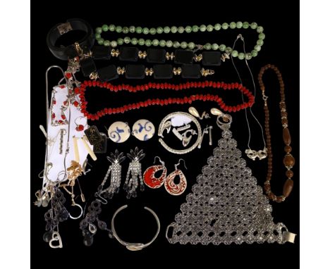 Various costume jewellery, including hand ornament, coral ring, etcLot sold as seen unless specific item(s) requested 