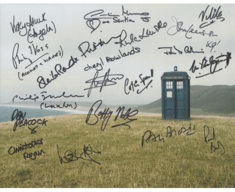 Dr Who 16x12 multi signed photo signed by 18 stars from the iconic BBC SCI Fi series includes Philip Voss, Prentis Hancock, F