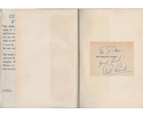 Pat Reid MBE MC signed The Colditz Story hardback book signature on affixed bookplate on the inside page dedicated. Patrick R