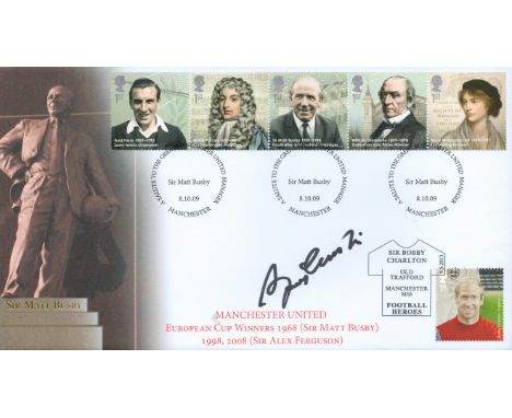 Sir Bobby Charlton signed Sir Matt Busby Manchester United European Cup Winners commemorative FDC Triple PM A salute to the g