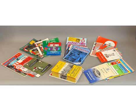 A collection of vintage football programmes, the majority 1960s-70s - some with ticket stubs pasted to inside of cover, inclu