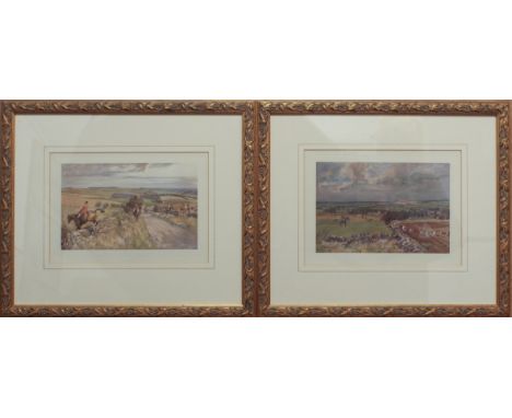 A pair of Lionel Edwards hunting prints, framed and glazed - 'The Heythrop, near Stow-on-the-Wold' and 'The Cotswold, At Comp