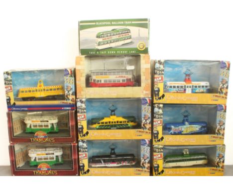 A collection of Corgi diecast models of Trams - 1/76 scale, from the Original Omnibus and Tramlines ranges (9) plus a tenth m