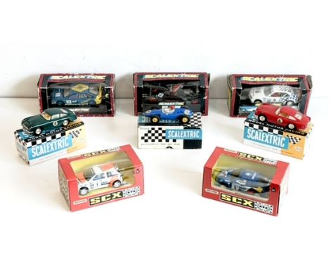 Six boxed Scalextric cars - comprising a 1960s C58 Cooper; two 1960s C68 Aston Martin DB4 GT, one red, one BRG (both in repro